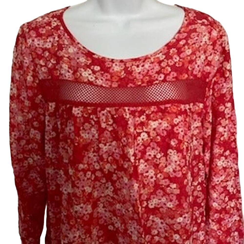 Gap Size L Hot Pink Floral Pattern Cotton Blouse